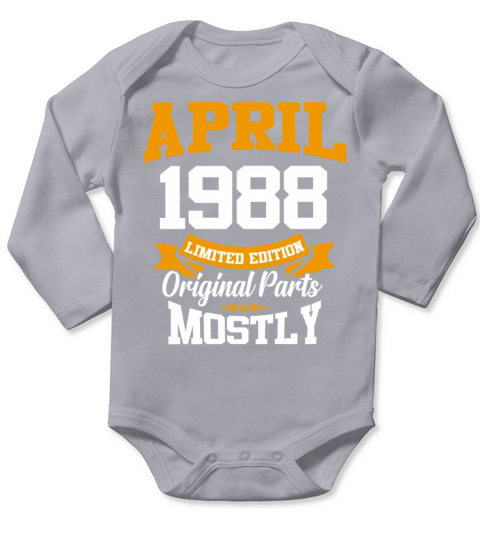 April 1988 Vintage Birthday Present Long Sleeve Baby One-Piece
