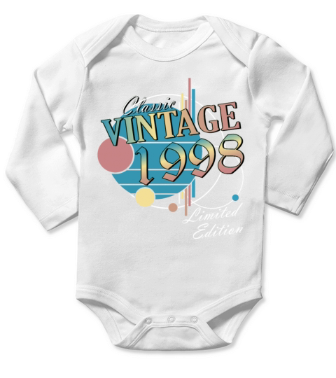 Birthday Vintage Birth Year 1998 Long Sleeve Baby One-Piece