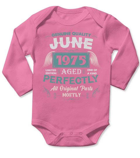 June 1975 Vintage Birthday Present Long Sleeve Baby One-Piece