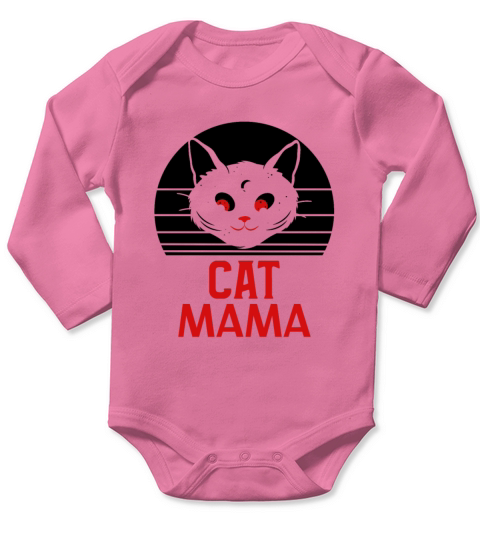 Vintage 80s Style Cat Mom Retro Distressed Funny Long Sleeve Baby One-Piece