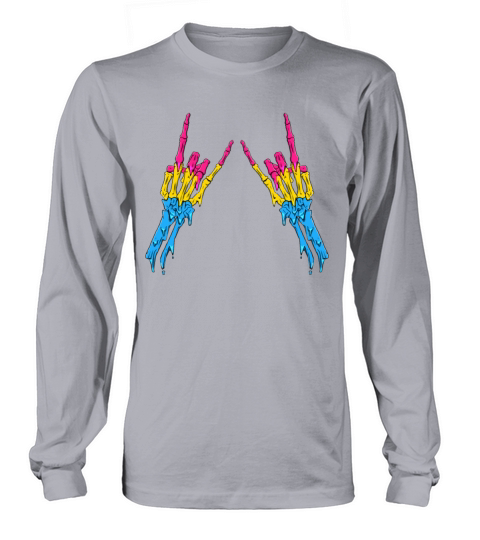 Pansexual Pride Pan Flag Devil Horn Skeleton Long sleeved Unisex
