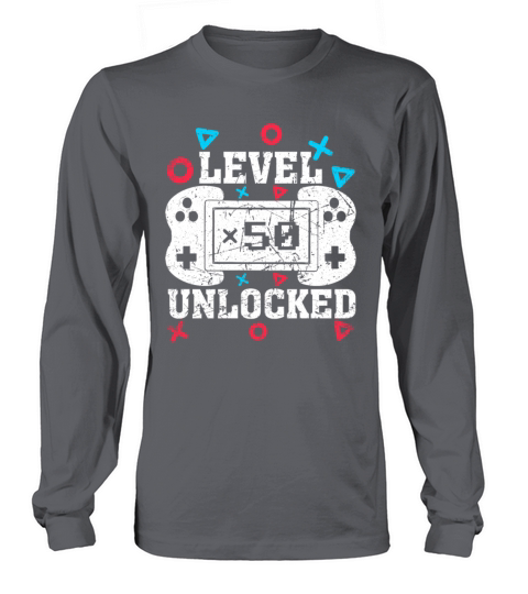 Vintage 50th Birthday Game Level 50 Unlocked 50 Ye Long sleeved Unisex