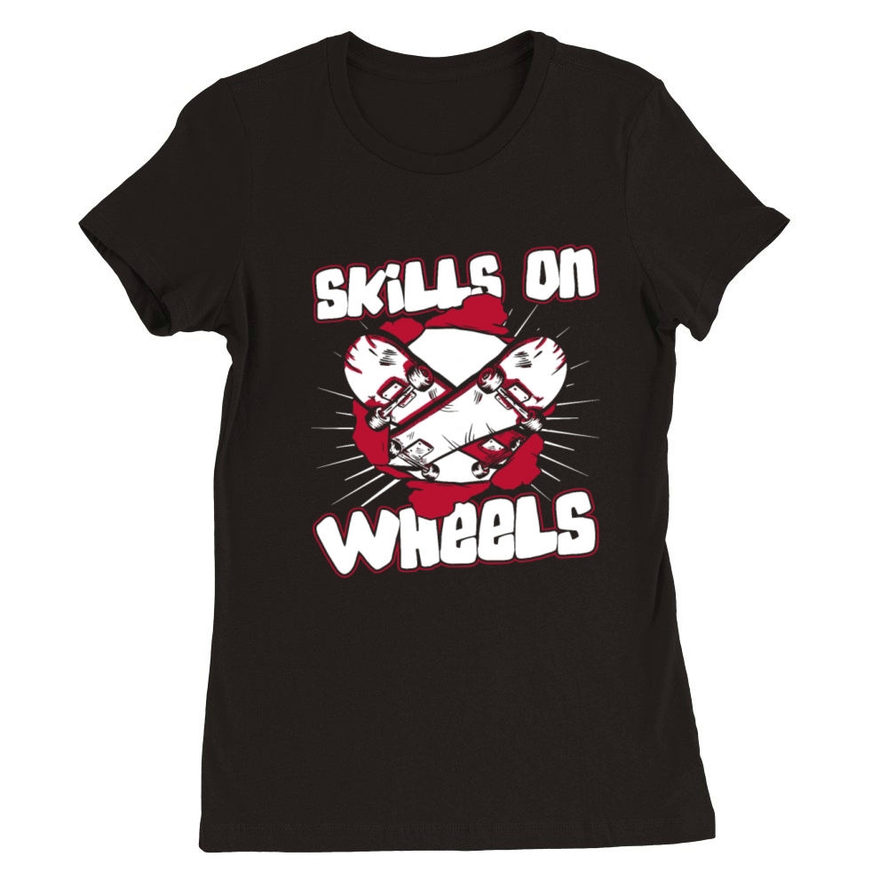 Skills On Wheels Skateboardkid Skatergirl Premium Womens Crewneck T-shirt