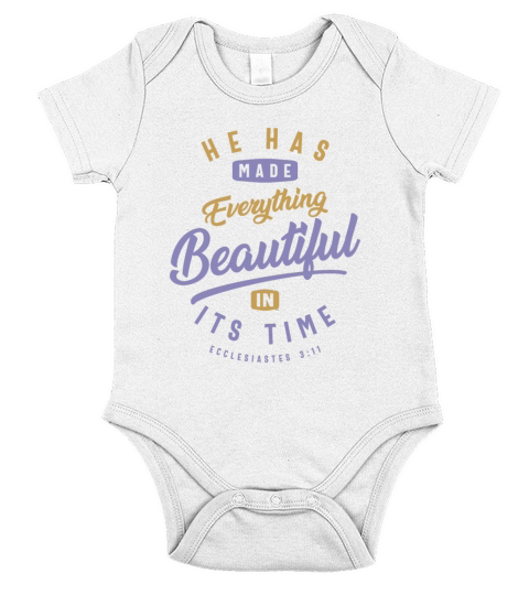 Beautiful in Its Time - Christian Quote Short Sleeve Baby One-Piece