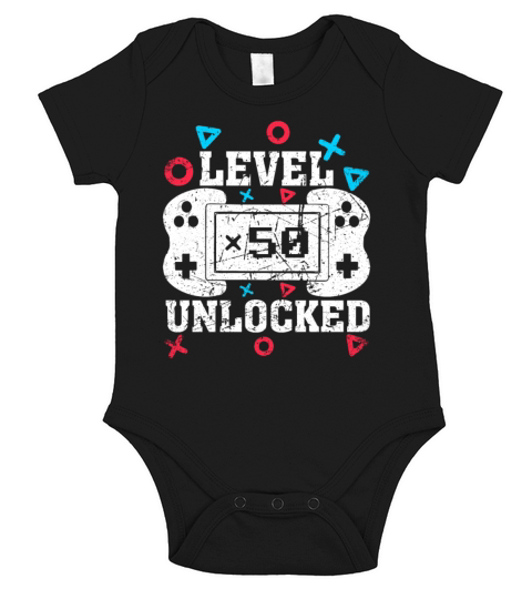 Vintage 50th Birthday Game Level 50 Unlocked 50 Ye Short Sleeve Baby One-Piece