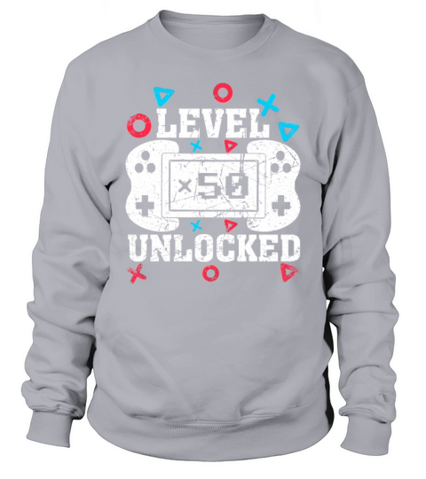 Vintage 50th Birthday Game Level 50 Unlocked 50 Ye Sweatshirt Unisex