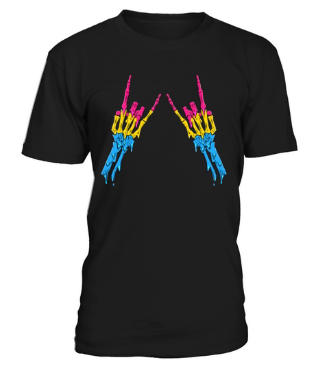 Pansexual Pride Pan Flag Devil Horn Skeleton T-Shirt Unisex