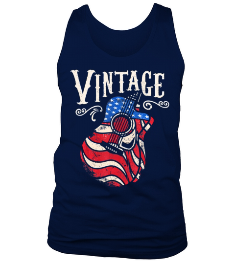 Funny Guitar Vintage American Flag Guitarist Tank Top Unisex