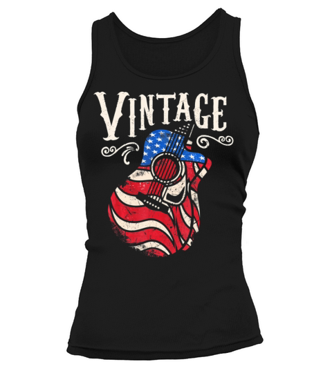 Funny Guitar Vintage American Flag Guitarist Tank top Woman