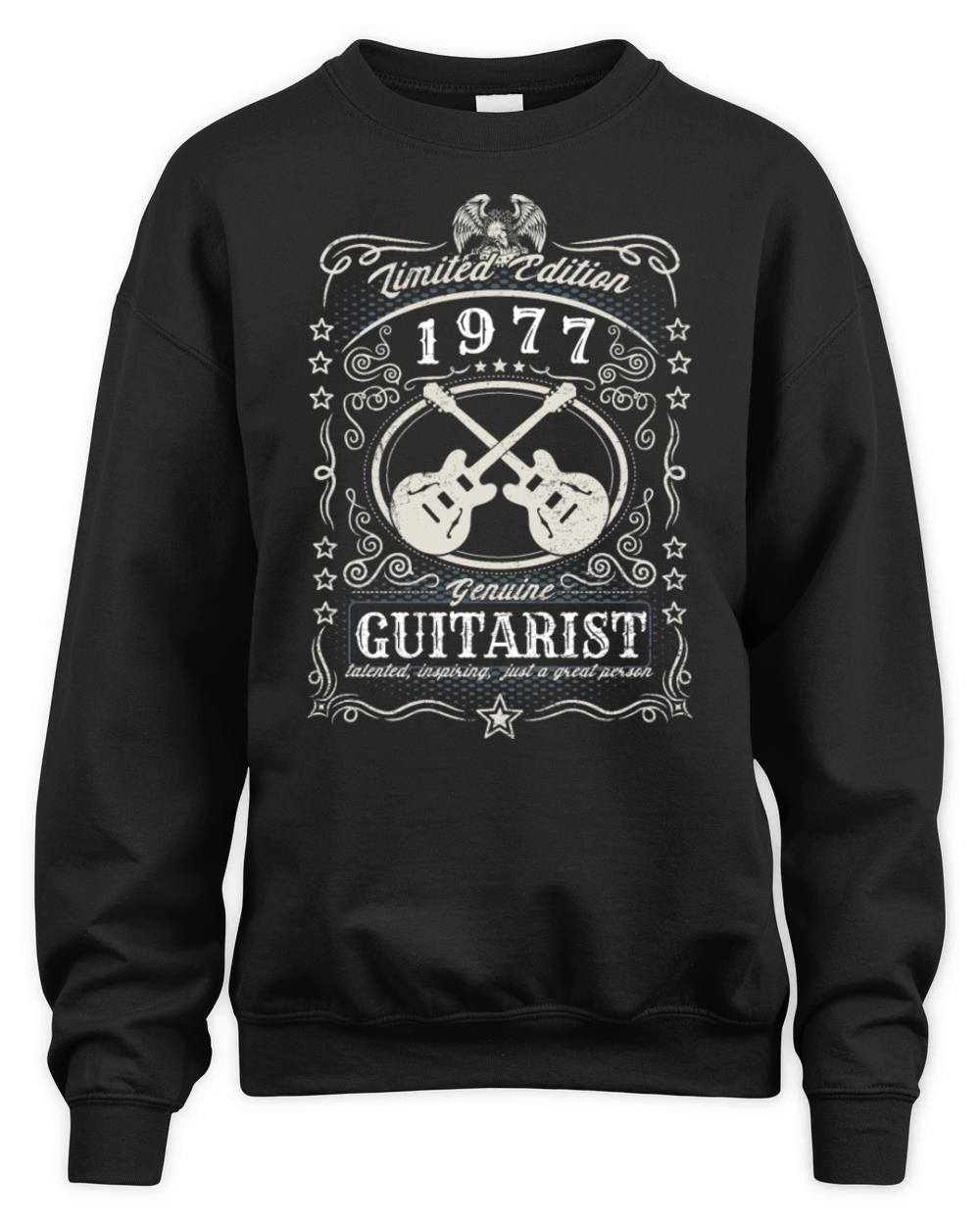 Vintage 1977 Guitarist Birthday Gift Guitar Player Unisex Premium Crewneck Sweatshirt
