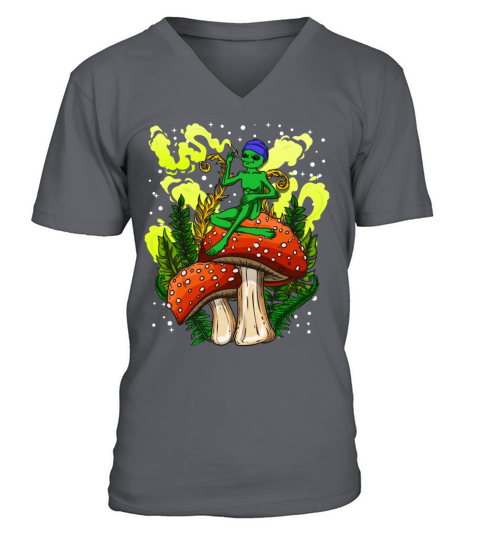Psycadellic Magic Mushroom Alien LSD Acid Trip V-Neck T-shirt