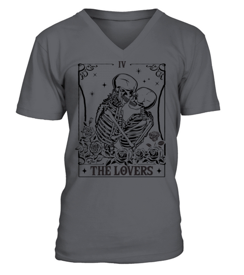 The Lovers Vintage Tarot Card Astrology Goth V-Neck T-shirt