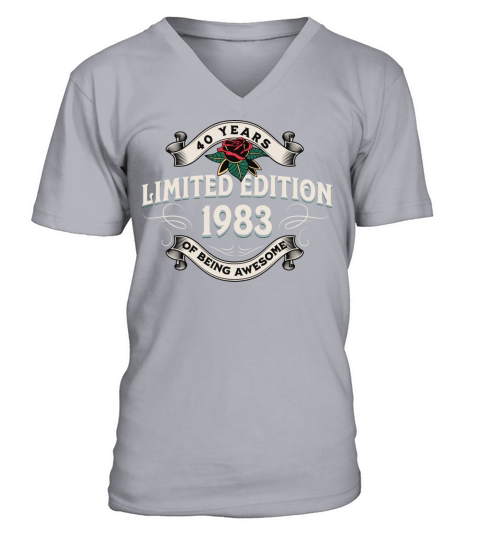 Vintage 1983 40 Years Being Awesome 40th Birthday V-Neck T-shirt
