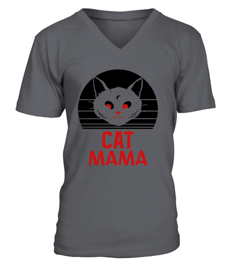 Vintage 80s Style Cat Mom Retro Distressed Funny V-Neck T-shirt
