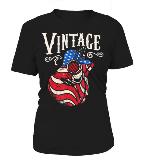 Funny Guitar Vintage American Flag Guitarist Women's T-Shirt