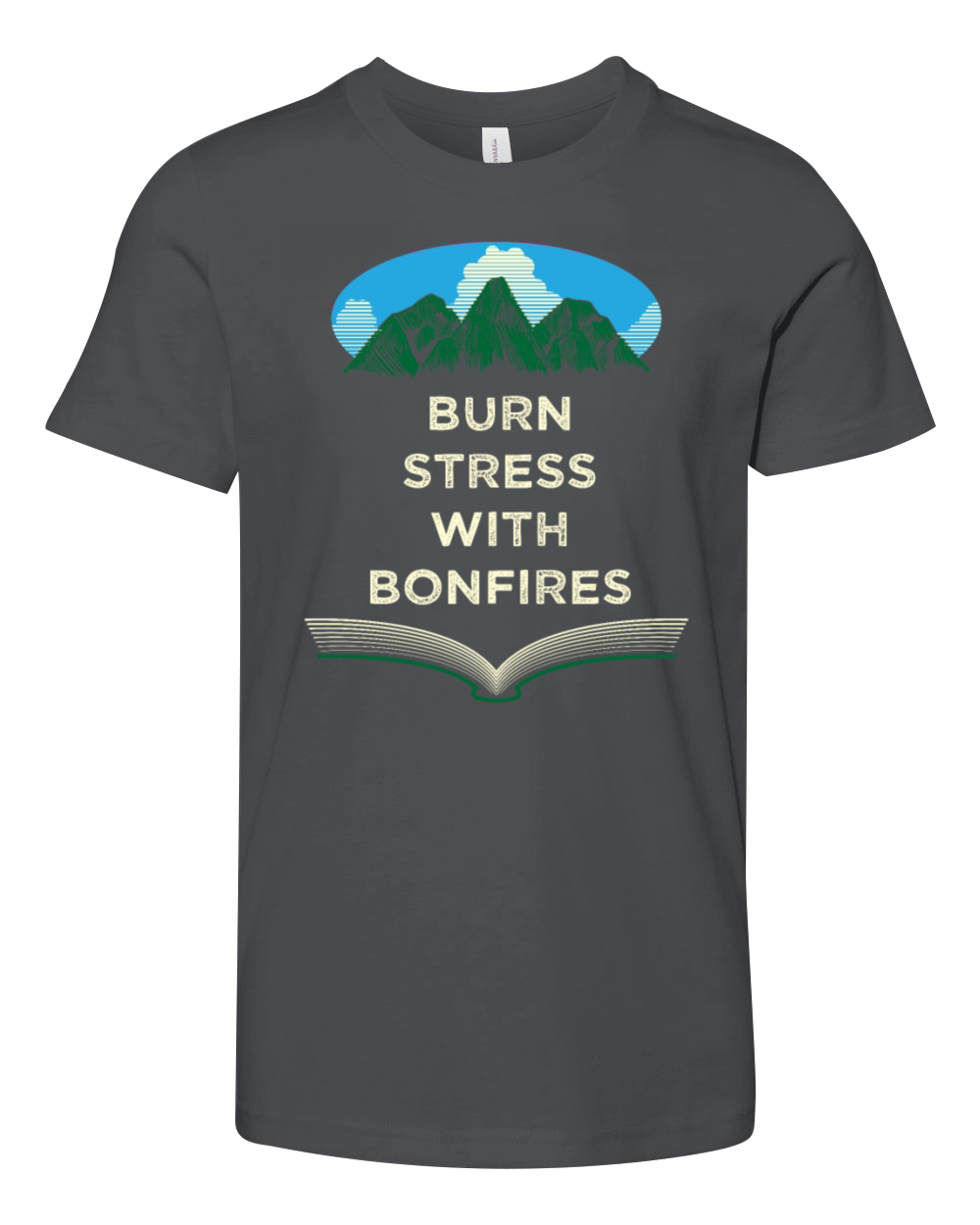 Burn Stress with Bonfires Camping Funny Camper Hum Youth Unisex Jersey Tee