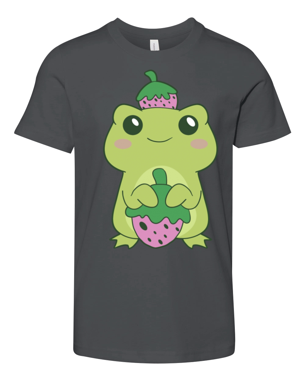 Kawaii Strawberry Green Frog On Berry Hat Otaku Youth Unisex Jersey Tee