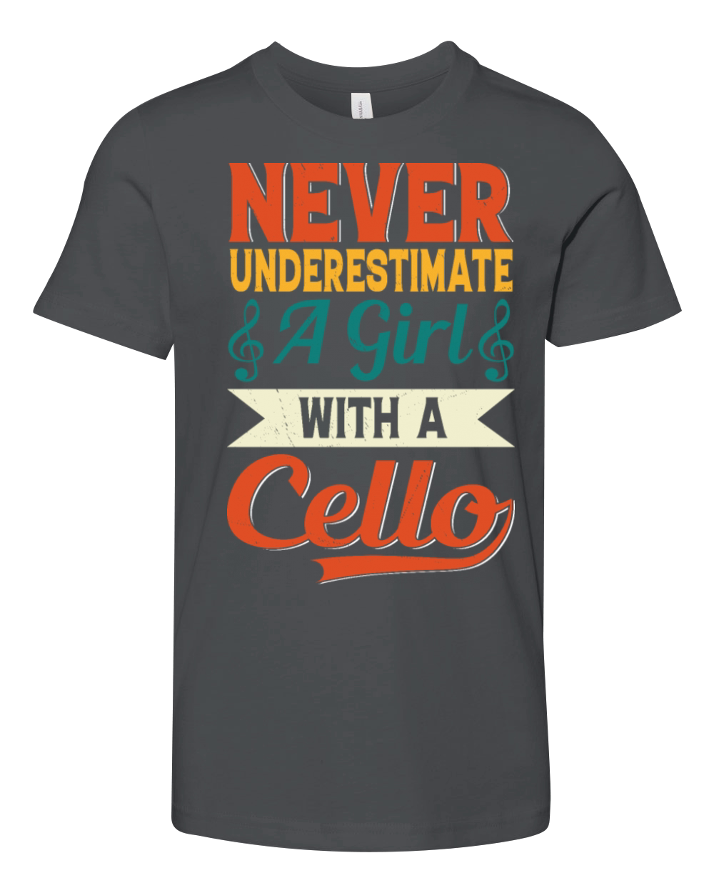 Never Underestimate A Girl With A Cello player Youth Unisex Jersey Tee