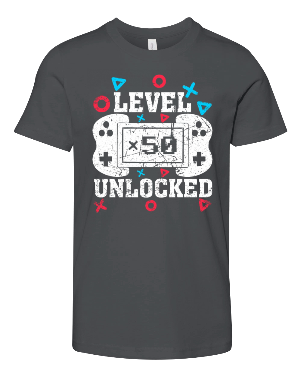 Vintage 50th Birthday Game Level 50 Unlocked 50 Ye Youth Unisex Jersey Tee