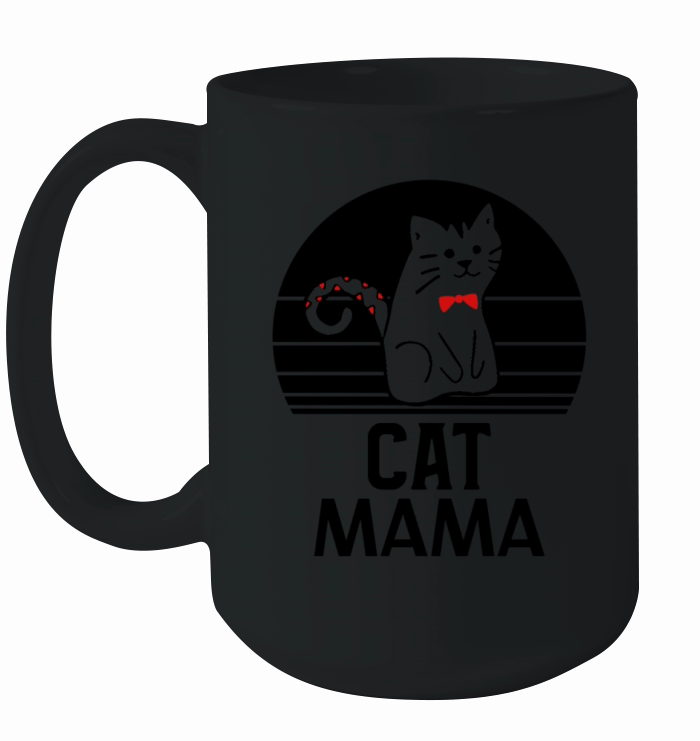 Vintage Eighties Style Distressed Cat Mama Tee Ceramic Mug