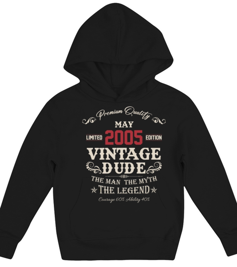 May 2005 Vintage Birthday Present Kids Hoodie
