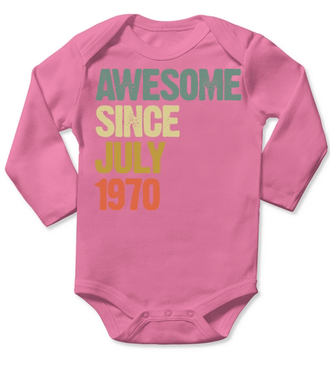 Distressed Vintage Awesome Since July 1970 Long Sleeve Baby One-Piece