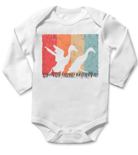 Indian Runner Duck Retro Bottle Vintage Long Sleeve Baby One-Piece