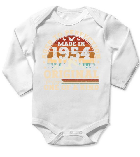 Original 1954 Vintage Vintage Birthday Retro Long Sleeve Baby One-Piece