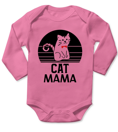 Vintage Eighties Style Distressed Cat Mama Tee Long Sleeve Baby One-Piece