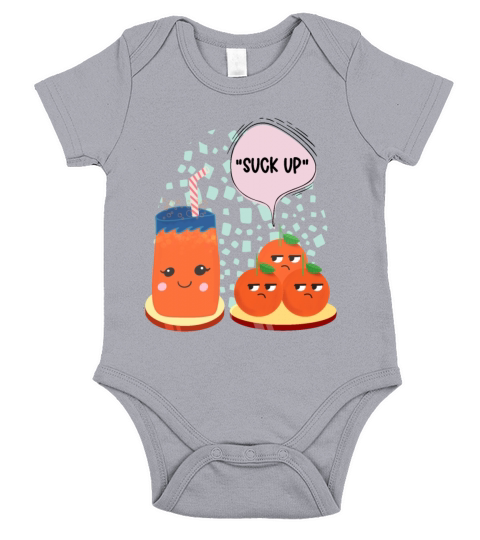 Suck Up Kawaii Food Cartoon Funny Pun Short Sleeve Baby One-Piece
