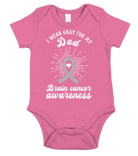 Wear Gray For Dad Ribbon Brain Cancer Awareness Short Sleeve Baby One-Piece