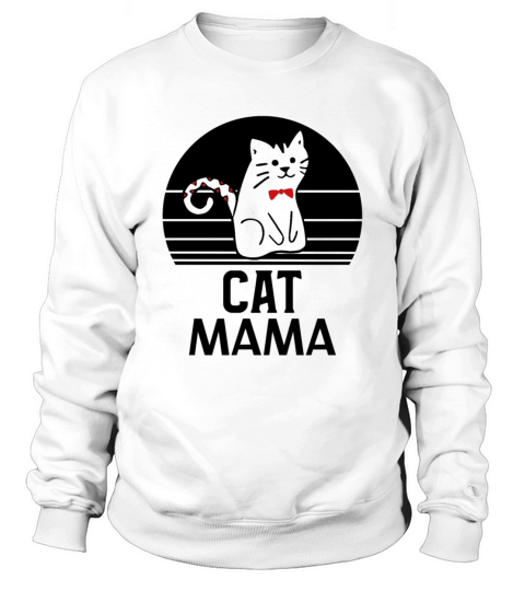 Vintage Eighties Style Distressed Cat Mama Tee Sweatshirt Unisex