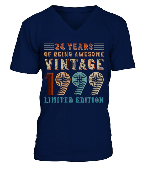 24 years of being awesome vintage 1999 limited edi V-Neck T-shirt