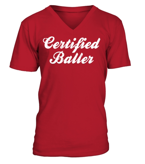 Certified Baller Vintage Basketball Design V-Neck T-shirt