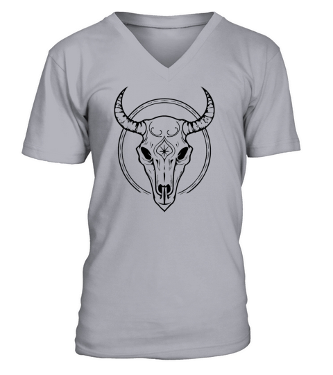 Cow Skull Boho V-Neck T-shirt
