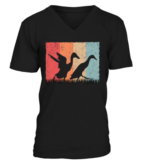 Indian Runner Duck Retro Bottle Vintage V-Neck T-shirt