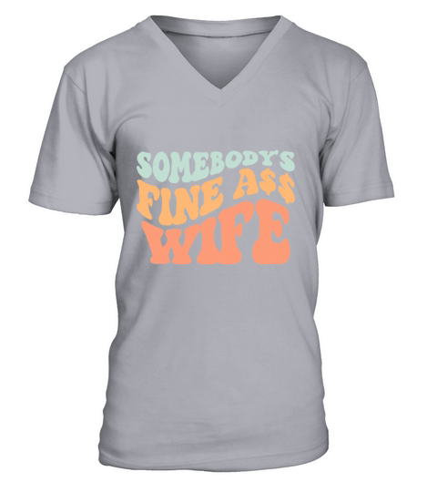 Somebodys Fine Ass Wife Retro Wavy groovy Vintage V-Neck T-shirt