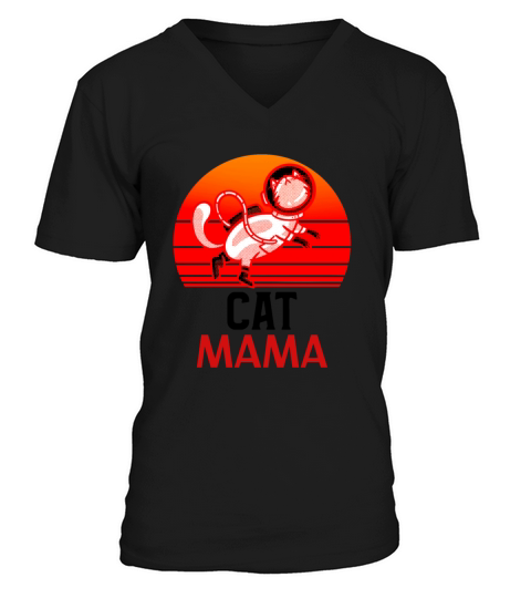 Vintage Cat Mom Tee 80s Style Cat Lady Retro Shirt V-Neck T-shirt
