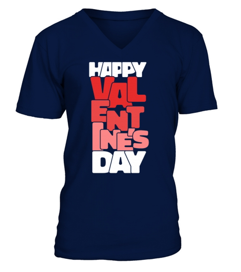 Vintage Happy Valentines Day February 14 Typograp V-Neck T-shirt
