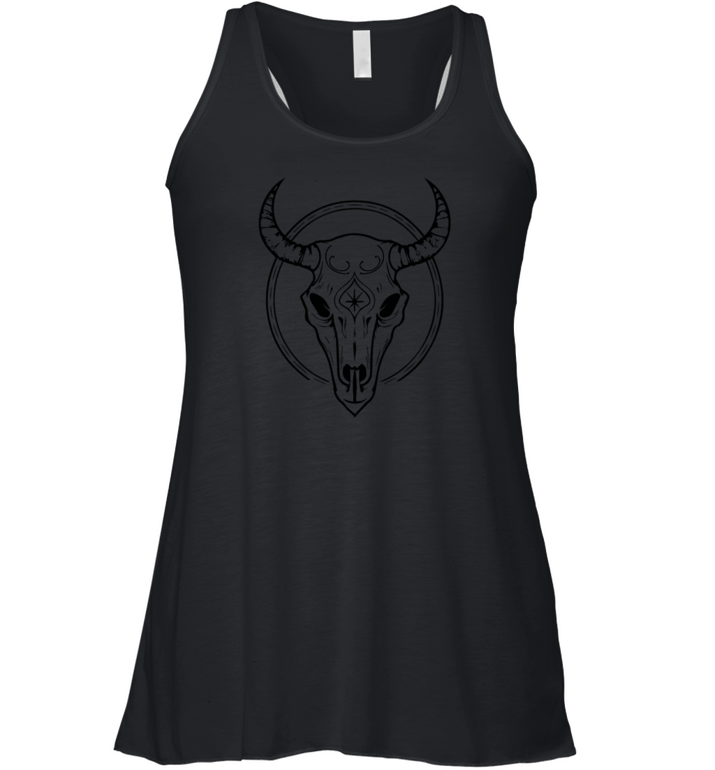 Cow Skull Boho Women's Flowy Tank Top