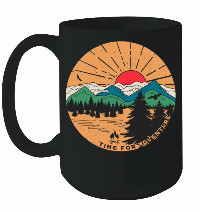 Vintage Hiking Slogan Time for Adventures Ceramic Mug