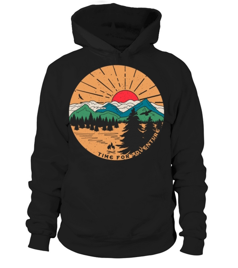 Vintage Hiking Slogan Time for Adventures Hoodie Unisex