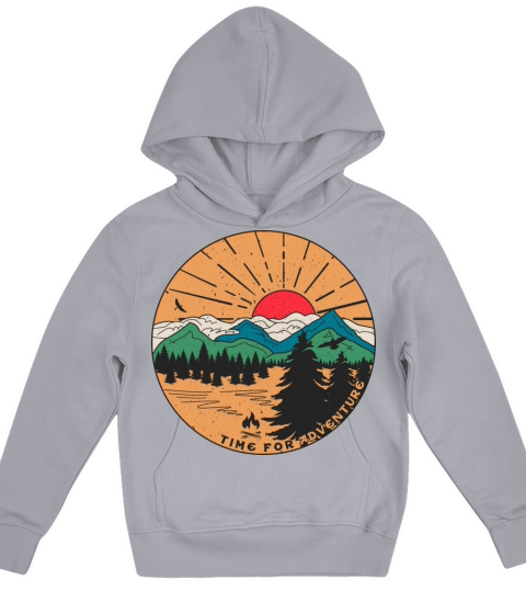 Vintage Hiking Slogan Time for Adventures Kids Hoodie