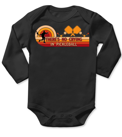 Funny Pickleball Art Vintage Pickleball Paddle Long Sleeve Baby One-Piece