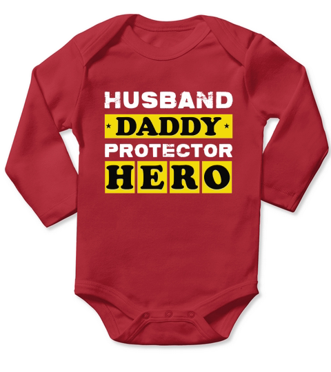 HUSBAND DADDY PROTECTOR HERO Long Sleeve Baby One-Piece