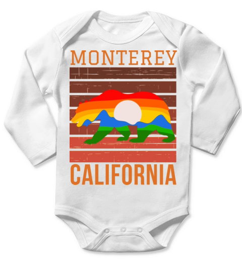 Monterey California Retro Vintage Design Long Sleeve Baby One-Piece