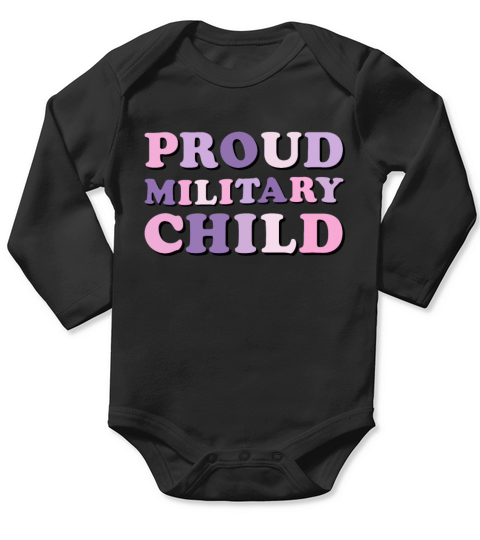 Proud Military Child Groovy purple up For Long Sleeve Baby One-Piece