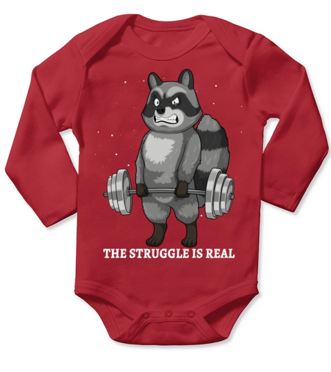 Raccoon Weightlifting Deadlift Fitness The Long Sleeve Baby One-Piece