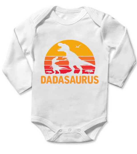 Retro Dadasaurus Dinosaur Funny Fathers Day Dadgi Long Sleeve Baby One-Piece