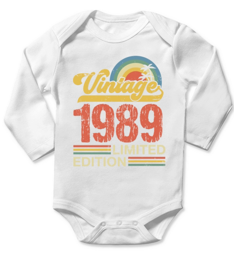 Retro Vintage 1989 Limited Edition Long Sleeve Baby One-Piece